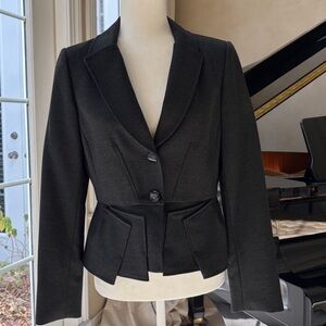 ANTONIO MELANI Flattering Charcoal Gray Suit Blazer Skirt Set Women's  6 EUC